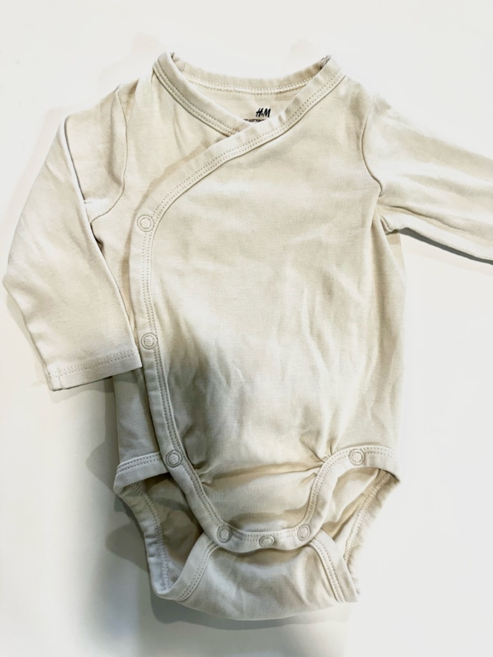 H&M Ivory Wrap-Front Long Sleeve Baby Bodysuit